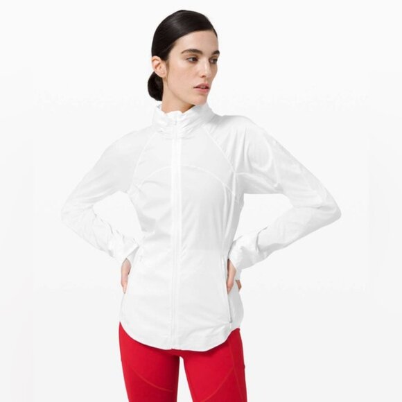 lululemon athletica Jackets & Blazers - Lululemon Women's White Goal Smasher Slim Hooded Run Performance Jacket Sz 10